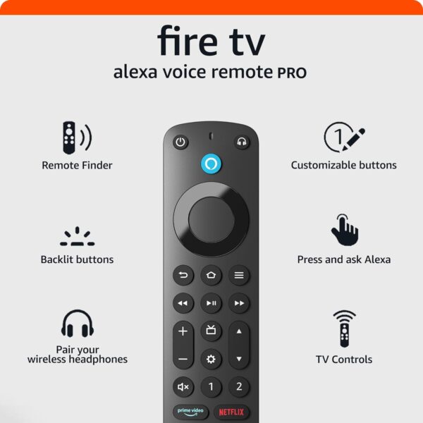 Amazon Fire TV Remote Pro with remote finder, includes Alexa, TV controls, and backlit buttons